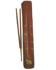 Porte-encens traditionnel d’Inde 25cm | Fait main en bois et laiton