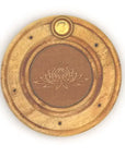 Porte-encens rond fleur de lotus 10cm en bois sculpté