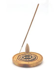 Porte-encens rond triple lune 10cm en bois sculpté