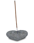 Bougeoir Porte-encens naturel en pierre ollaire 11cm | Cœur