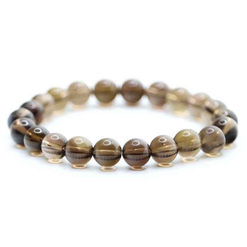 Cadeau mari, bracelet quartz fumé, cadeau petit ami