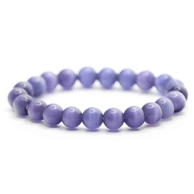 Bracelet perles Oeil de chat violet | Véritables pierres fines 8mm
