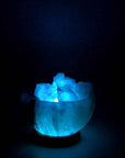 Lampe de sel de l’Himalaya rose Bol USB 1kg | Aux 7 couleurs des chakras