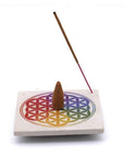 Porte-encens en roche de grès 10cm | Fleur Mandala
