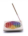 Porte-encens en roche de grès 10cm | Fleur Mandala