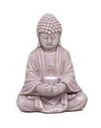 Statue bougeoir Bouddha 28cm | Photophore en ciment avec verre