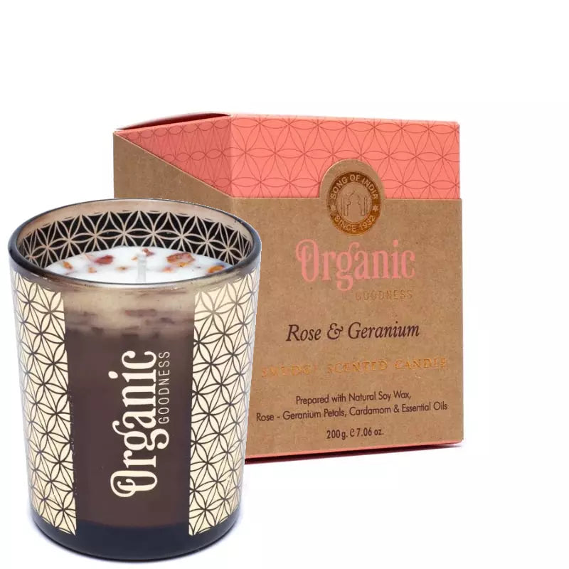 Bougie parfumée Rose & Géranium 200gr Organic Goodness