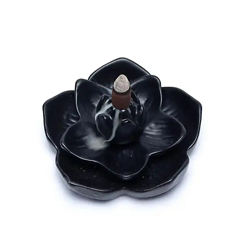 Porte-encens backflow en céramique 13cm | Fleur de Lotus