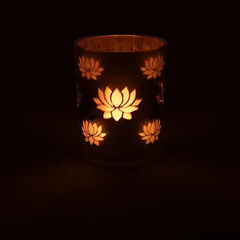 Grand bougeoir Lotus 12,5x10cm | Photophore d'ambiance givré