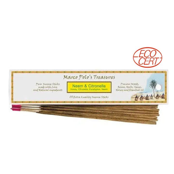 Encens BIO Marco polo's treasures Neem et Citronnelle 10 bâtonnets | Certifié ECOCERT