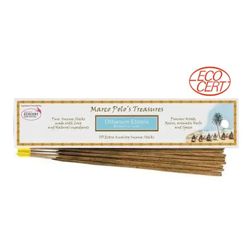 Encens BIO Marco polo's treasures Olibanum Etiopia [PACK XL] 15 bâtonnets | Certifié ECOCERT