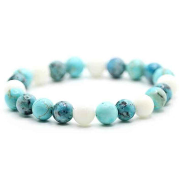 Bracelet Blue spot, Turquoise & Nacre | Véritables pierres fines 8mm