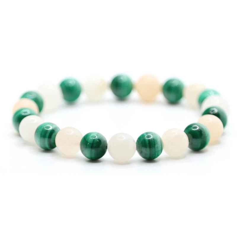 Bracelet perles Malachite &amp; Aventurine | Véritables pierres fines 8mm