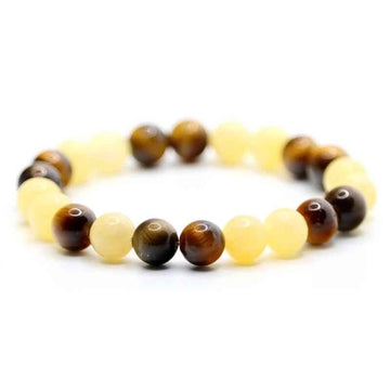 Bracelet perles Œil de tigre marron & Onyx miel | Véritables pierres fines 8mm