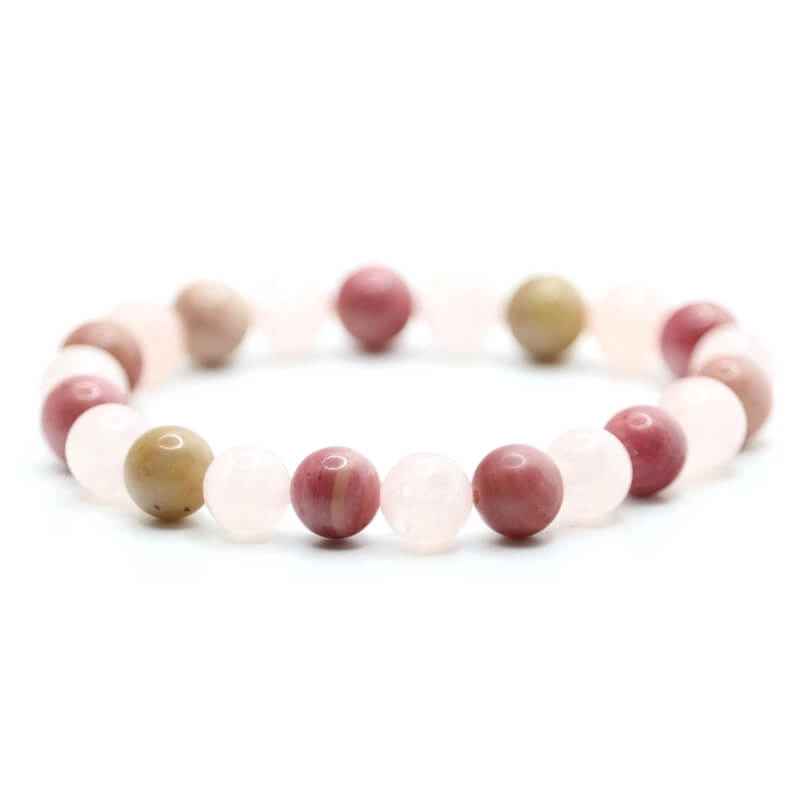 Bracelet perles Quartz rose & Rhodochrosite | Véritables pierres fines 8mm