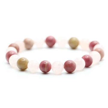 Bracelet perles Quartz rose & Rhodochrosite | Véritables pierres fines 8mm