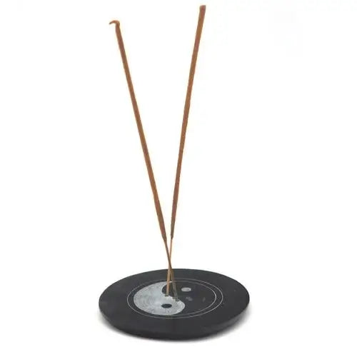 Porte-encens Yin&Yang rond en pierre 10cm