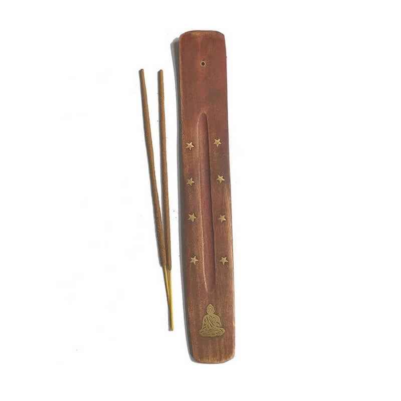 Porte-encens traditionnel d’Inde 25cm | Fait main en bois et laiton