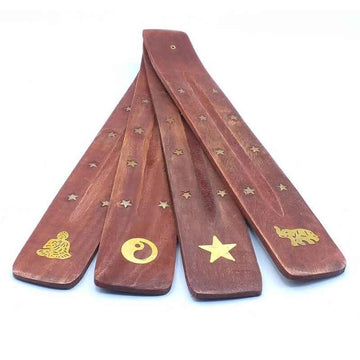 Porte-encens traditionnel d’Inde 25cm | Fait main en bois et laiton