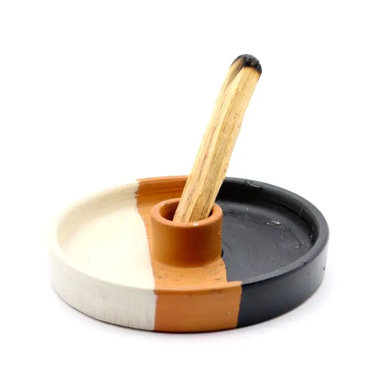 Porte-encens Palo Santo en céramique | Assiette tricolore