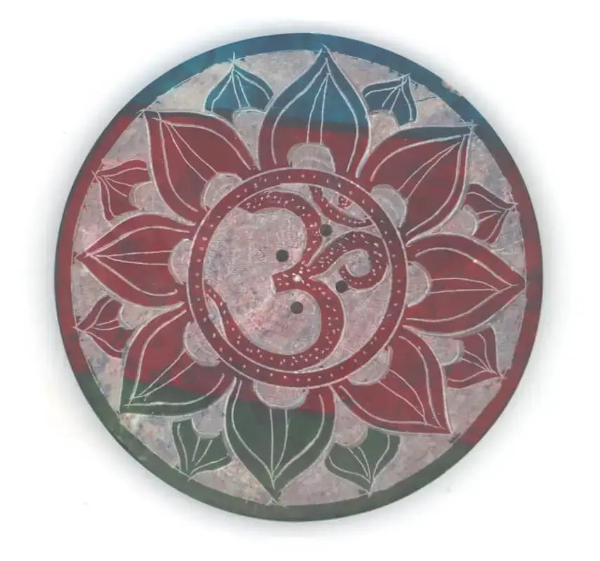 Porte-encens coloré rond en pierre Om 10cm