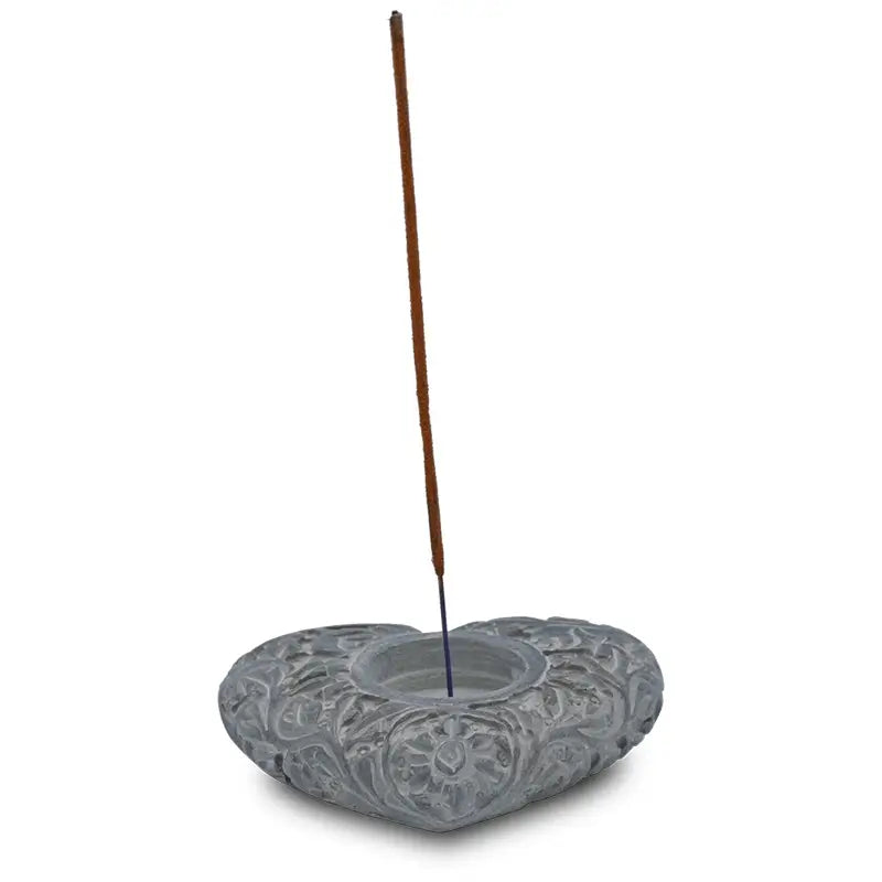 Bougeoir Porte-encens naturel en pierre ollaire 11cm | Cœur