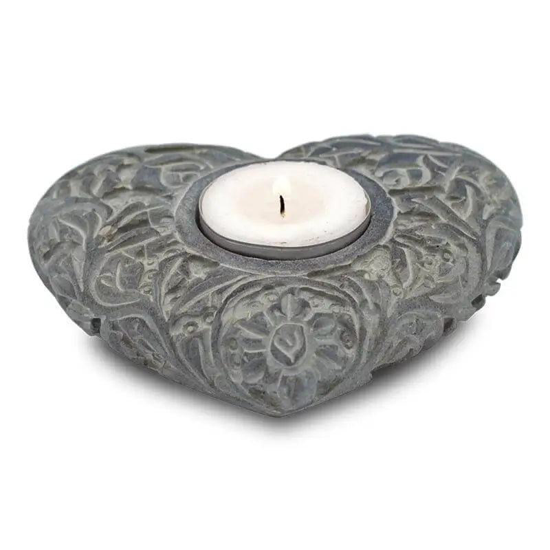 Bougeoir Porte-encens naturel en pierre ollaire 11cm | Cœur
