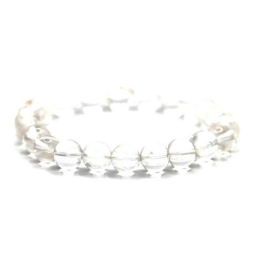 Bracelet perles quartz de cristal blanc | Véritables pierres fines 8mm