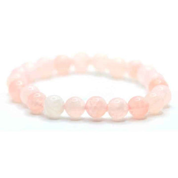 Bracelet perles quartz rose | Véritables pierres fines 8mm