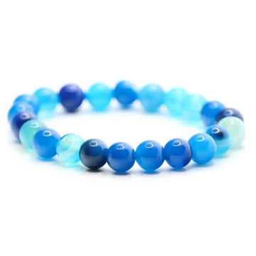 Bracelet perles Agate bleue naturelle | Véritables pierres fines 8mm