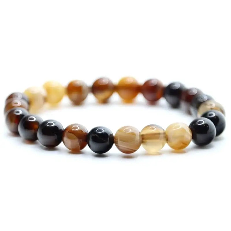 Bracelet perles Agate grains de café naturelle | Véritables pierres fines 8mm