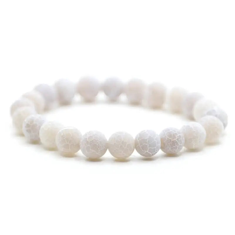 Bracelet perles Agate de feu blanche | Véritables pierres fines 8mm