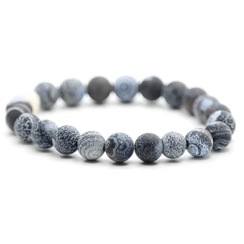 Bracelet perles Agate de feu grise | Véritables pierres fines 8mm