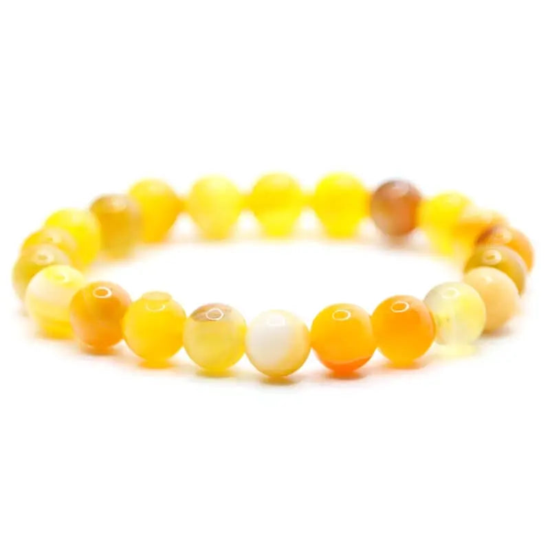 Bracelet perles Agate jaune naturelle | Véritables pierres fines 8mm