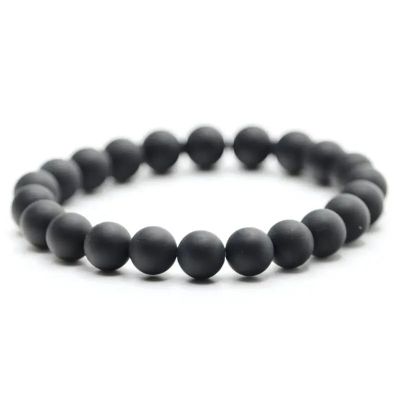 Bracelet perles Agate noire mate naturelle | Véritables pierres fines 8mm