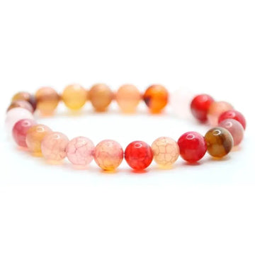 Bracelet perles Agate veine de dragon rose rouge | Véritables pierres fines 8mm