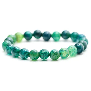 Bracelet perles Agate veine de dragon verte | Véritables pierres fines 8mm