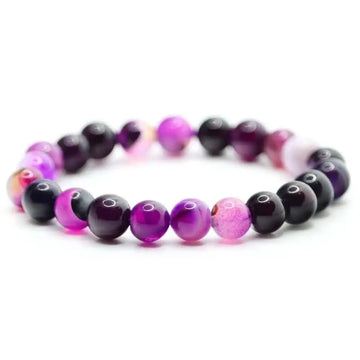 Bracelet perles Agate violette naturelle | Véritables pierres fines 8mm