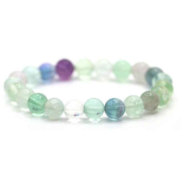 Bracelet perles fluorite arc-en-ciel | Véritables pierres fines 8mm