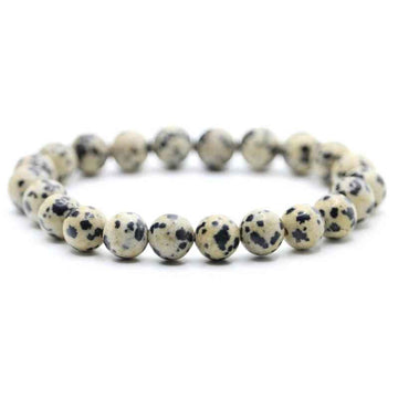 Bracelet perles Jaspe dalmatien | Véritables pierres fines 8mm