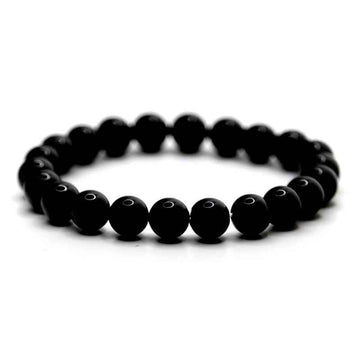Bracelet perles Obsidienne noire naturelle | Véritables pierres fines 8mm