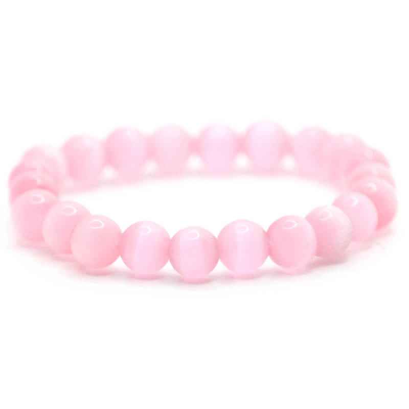 Bracelet oeil de chat rose artisanal en perles naturelles, bracelet pour  confiance en soi - Un grand marché