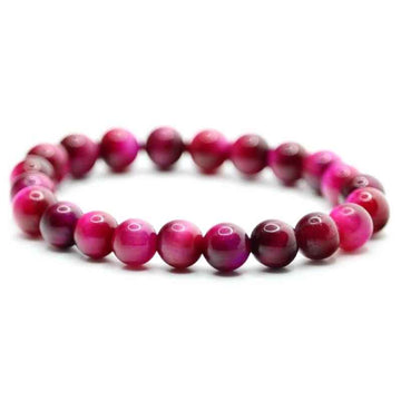 Bracelet perles Oeil de tigre rose | Véritables pierres fines 8mm