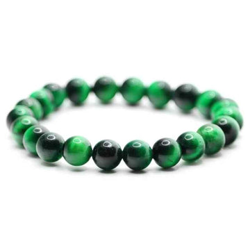 Bracelet perles Oeil de tigre vert | Véritables pierres fines 8mm