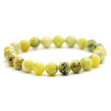 Bracelet perles Turquoise jaune dalmatien | Véritables pierres fines 8mm