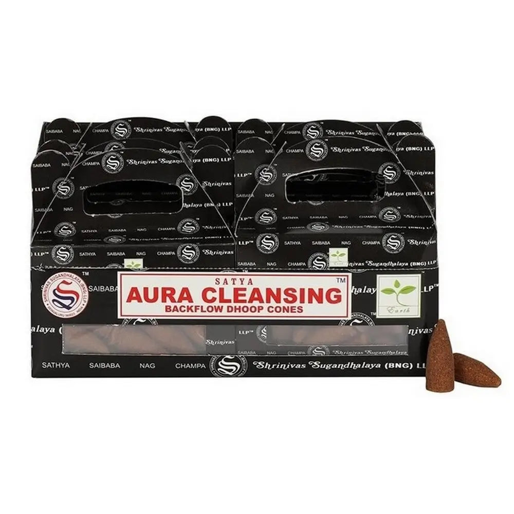 Encens Satya Aura Cleansing cônes backflow à refoulement | 24 cônes à reflux