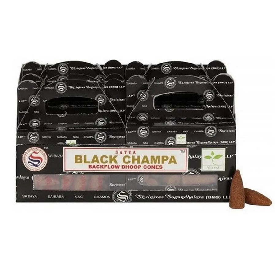 Encens Satya Black Champa cônes backflow à refoulement | 24 cônes à reflux