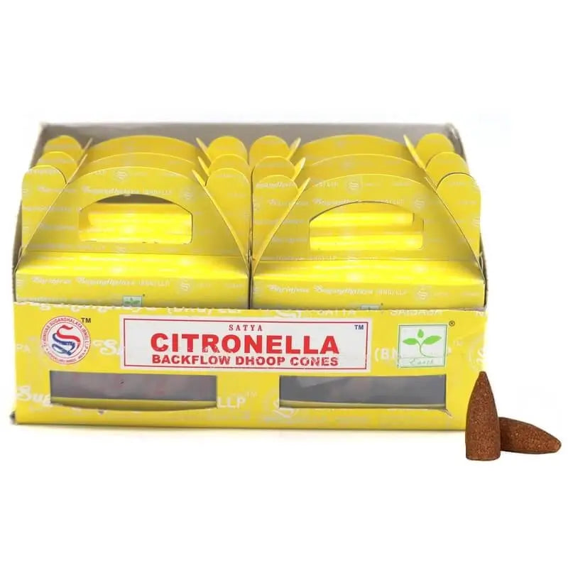 Encens Satya Citronnelle cônes backflow à refoulement | 24 cônes à reflux