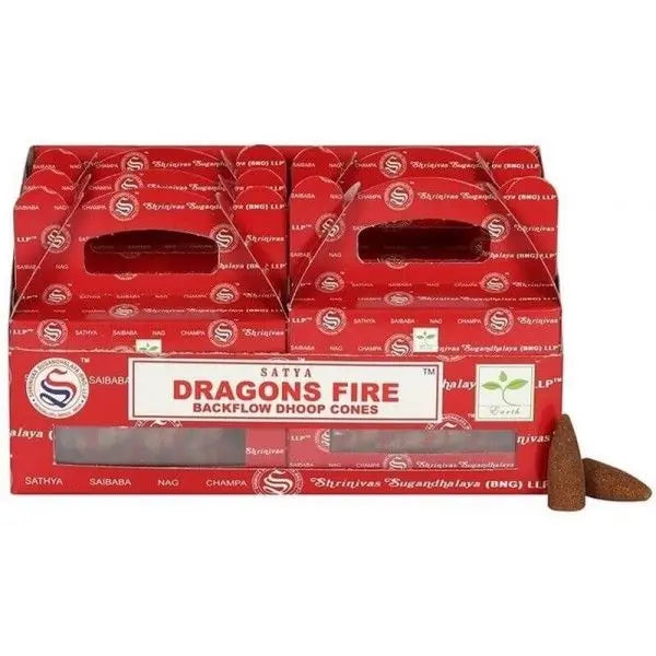 Encens Satya Feu de Dragon cônes backflow à refoulement | 24 cônes à reflux
