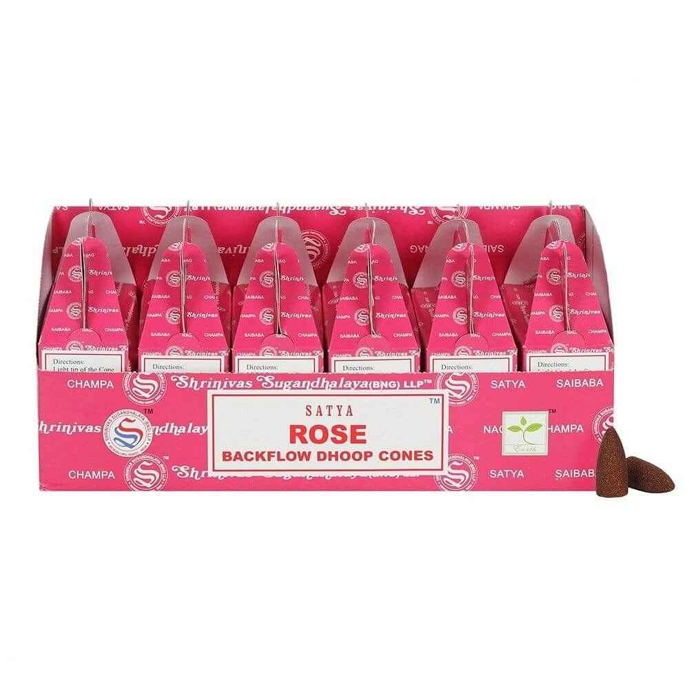 Encens Satya Rose cônes backflow à refoulement | 24 cônes à reflux
